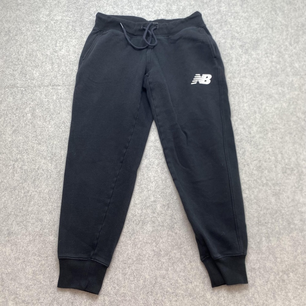 New Balance Mens Small NO TAG Pants (27x25) Black Fleece Joggers Running Logo